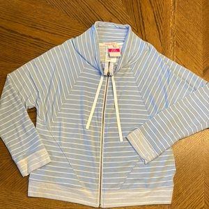Fresh Produce women’s sz L striped stretch Ana jacket light blue super soft